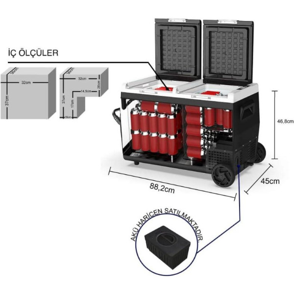 Iceco K75D 12-24 V 75 lt Aküsüz Kompresörlü Araç Buzdolabı