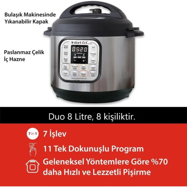 Instant Pot Duo 7in1 8 lt Çok Amaçlı Pişirici