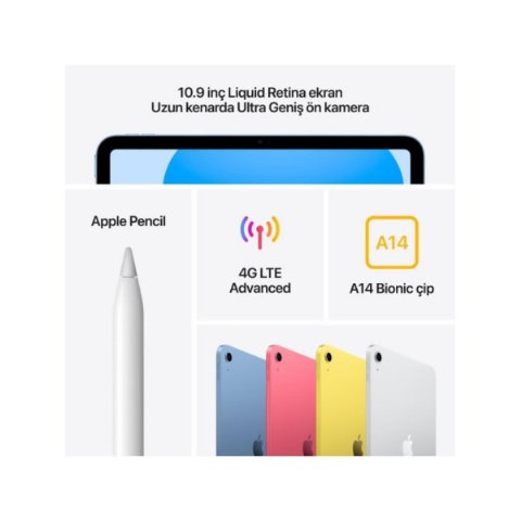 iPad 10. Nesil Wi-Fi + Cellular 256 GB 10.9" MQ6W3TU/A Pembe Tablet Outlet (Açıklamayı Okuyunuz)