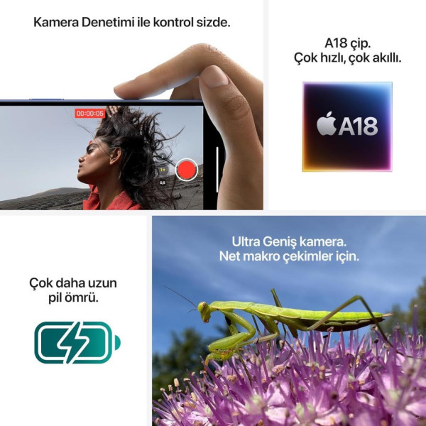 iPhone 16 512 GB Laciverttaş (Apple Türkiye Garantili)