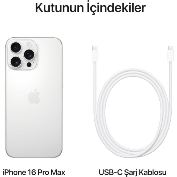 iPhone 16 Pro Max 512 GB Beyaz Titanyum (Apple Türkiye Garantili)