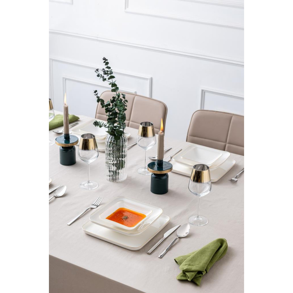 Emsan İstanbul Porselen Nadide 18 Parça Kare Yemek Takımı Gold Outlet