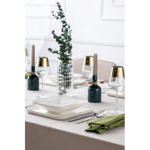 Emsan İstanbul Porselen Nadide 18 Parça Kare Yemek Takımı Gold Outlet