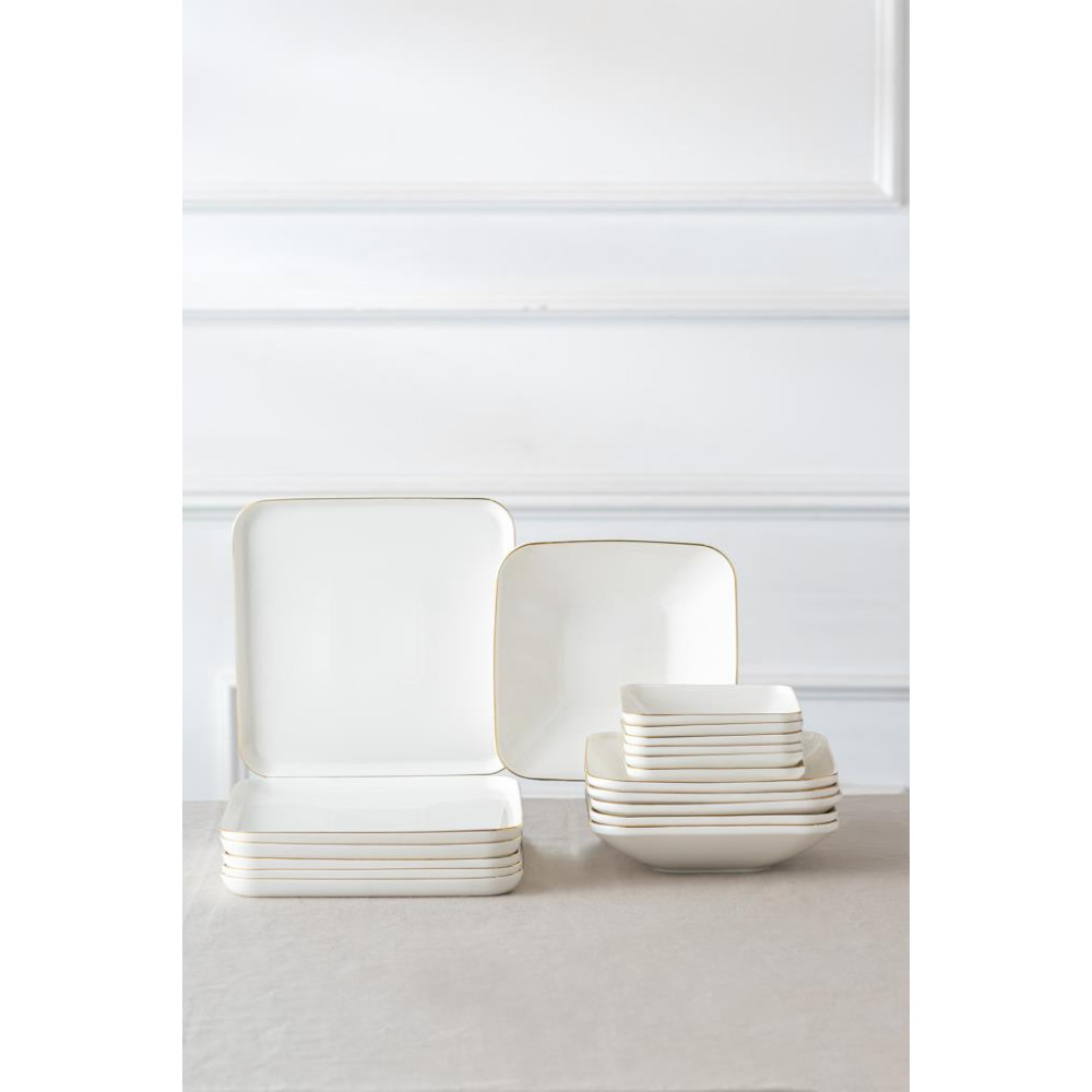 Emsan İstanbul Porselen Nadide 18 Parça Kare Yemek Takımı Gold Outlet