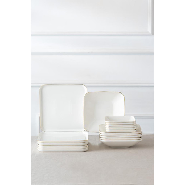 Emsan İstanbul Porselen Nadide 18 Parça Kare Yemek Takımı Gold Outlet