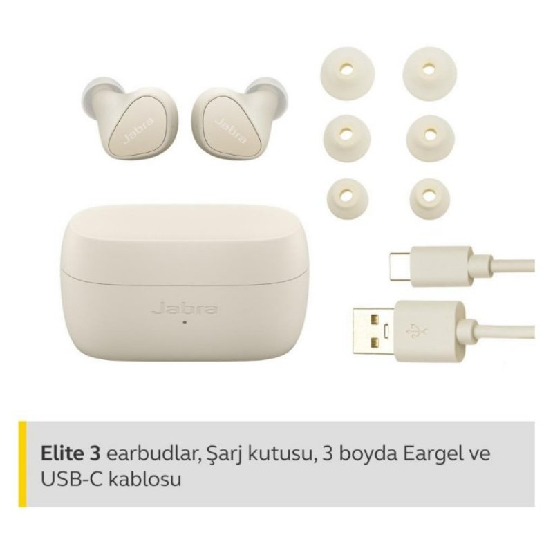 Jabra Elite 3 Kulakiçi Kablosuz Bluetooth Kulaklık Altın Bej