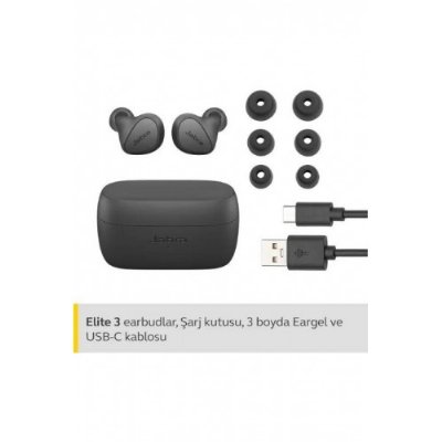 Jabra Elite 3 TWS Koyu Gri Kulak İçi Bluetooth Kulaklık teşhir