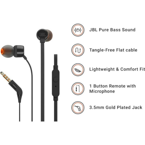 JBL T160 Siyah Kablolu Kulak İçi Kulaklık