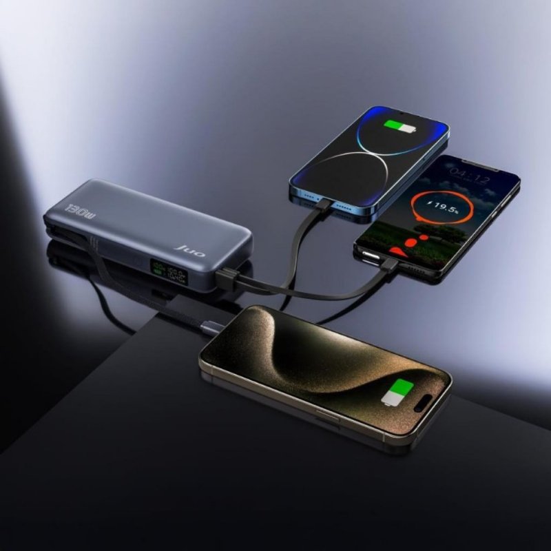 Juo 20000 mAh 130W LED Ekranlı Usb-A + Type-C Kablolu Powerbank Taşınabilir Hızlı Şarj Cihazı - Siyah Teşhir Juo 20000 mAh 130W LED Ekranlı Usb-A + Type-C Kablolu Powerbank Taşınabilir Hızlı Şarj Cihazı - Siyah Teşhir