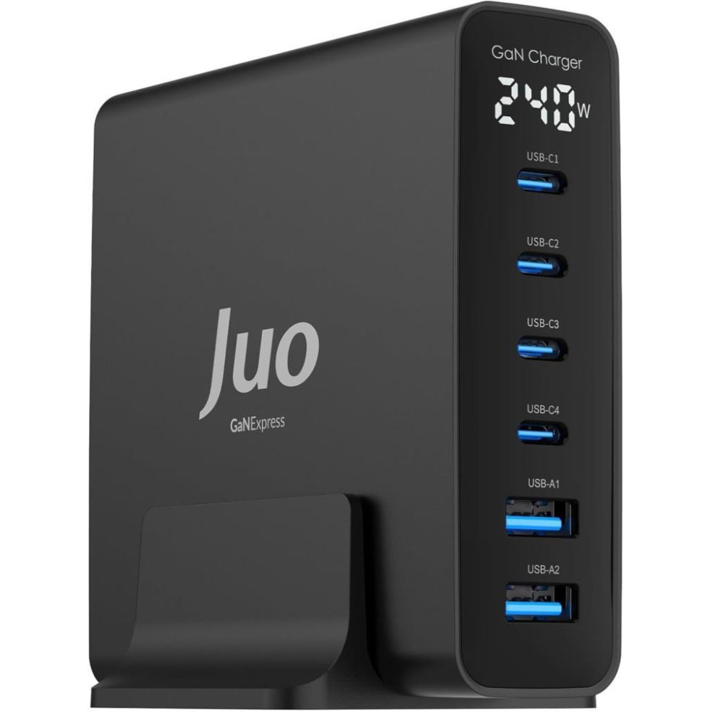 Juo 240W GaN PD 3.1 Masaüstü Hızlı Şarj Cihazı 4 Type-C + 2 USB-A iPhone & MacBook & Laptop Uyumlu Şarj Aleti Teşhir