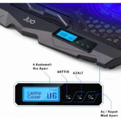Juo C1 Led Ekranlı Notebook Soğutucu 4 Fanlı Hız ve Yükseklik Ayarlı Teşhir