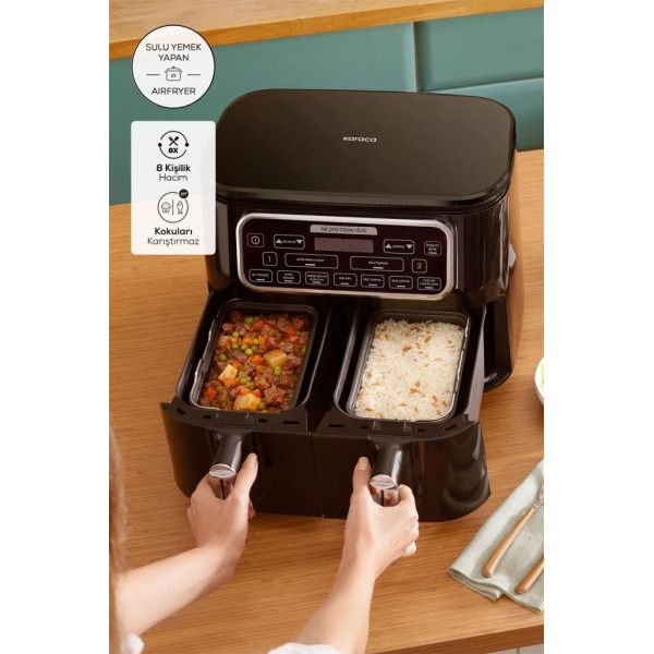 Karaca Air Pro Cook Duo Ev Yemeği XXXL 8 lt Starlight Yağsız Fritöz 