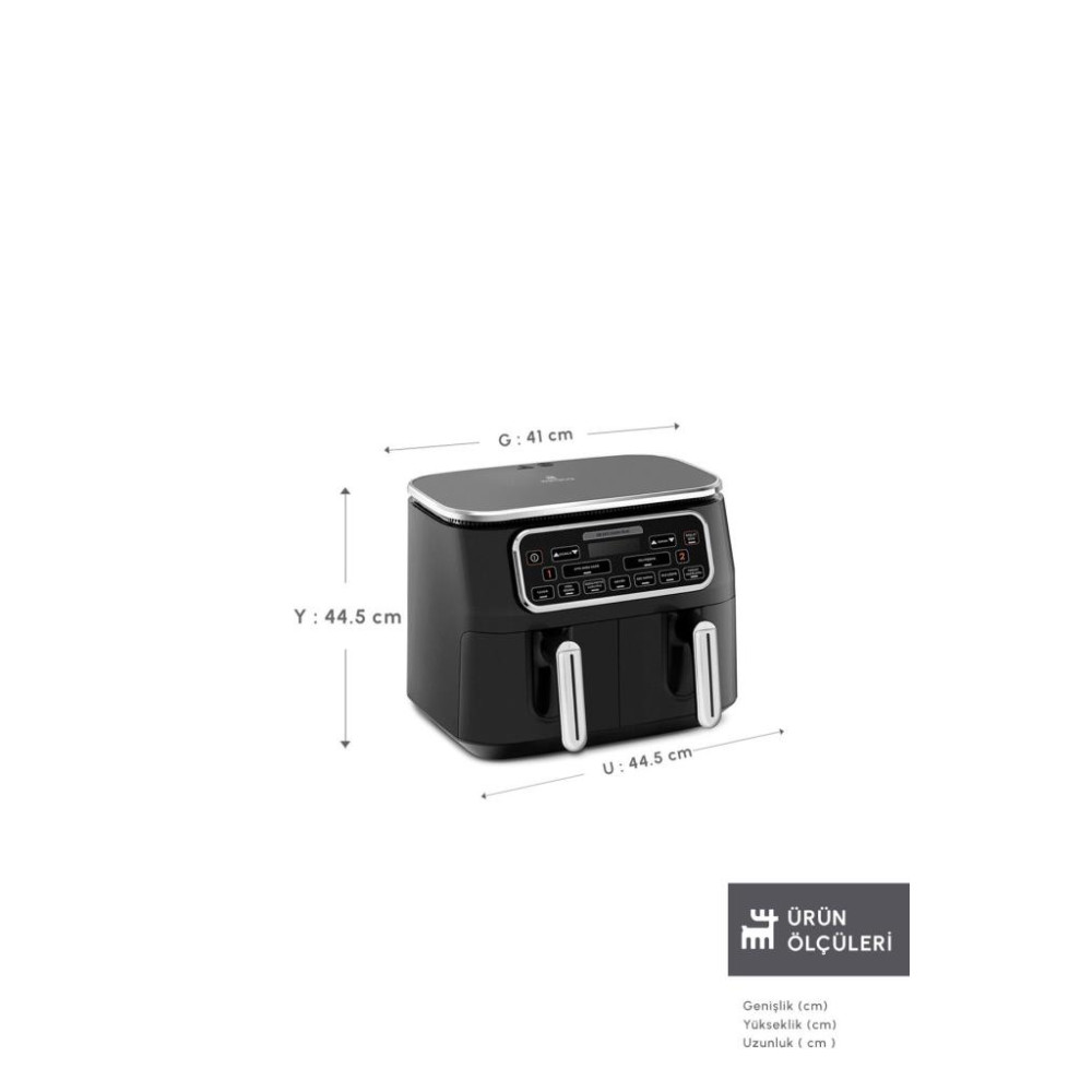 Karaca Air Pro Cook Duo Tandır XXXL 8 lt Black Silver Yağsız Fritöz Outlet