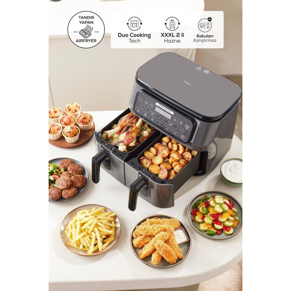 Karaca Air Pro Cook Duo Tandır XXXL 8 lt Black Silver Yağsız Fritöz Outlet