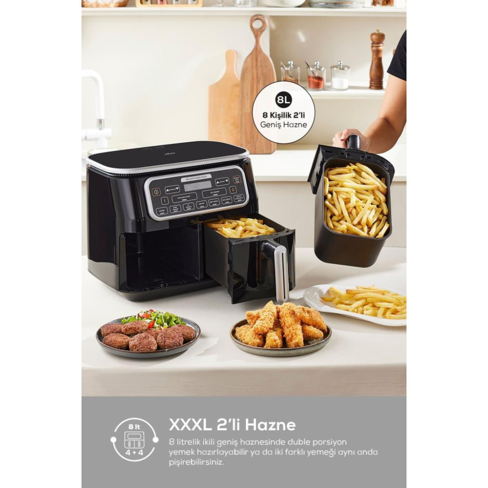 Karaca Air Pro Cook Duo Tandır XXXL 8 lt Black Silver Yağsız Fritöz Outlet