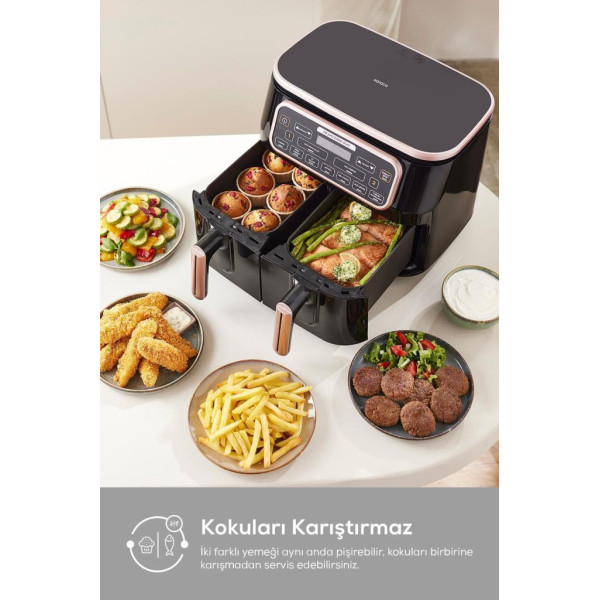 Karaca Air Pro Cook Duo Tandır XXXL 8 lt Black Silver Yağsız Fritöz Outlet