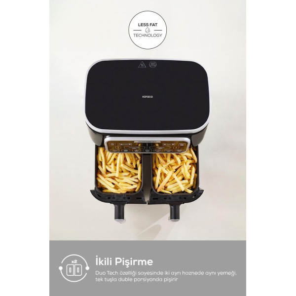 Karaca Air Pro Cook Duo Tandır XXXL 8 lt Black Silver Yağsız Fritöz Outlet