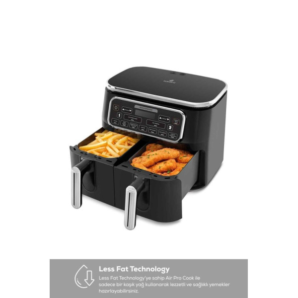 Karaca Air Pro Cook Duo Tandır XXXL 8 lt Black Silver Yağsız Fritöz Outlet