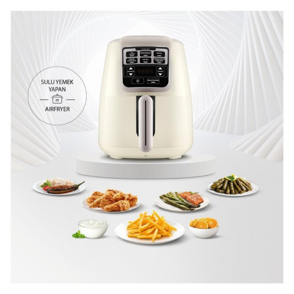Karaca Air Pro Cook XL 2in1 Airfryer 4 lt Konuşan Yağsız Iconic Beige Fritöz Teşhir
