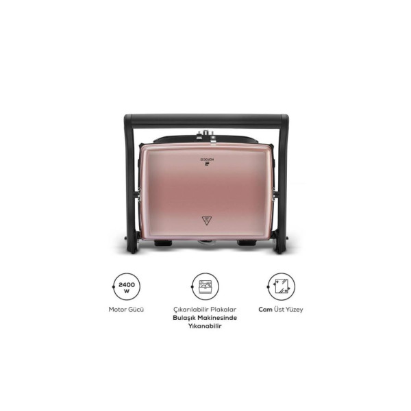 Karaca Gastro Grill Glass Premium 2400 W Rose Gold Tost Makinesi