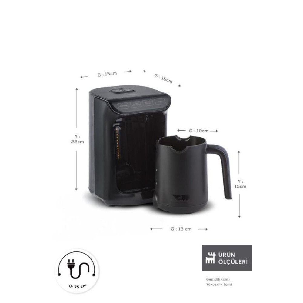 Karaca Hatır Köz Shiny Black Wave Türk Kahve Makinesi Teşhir