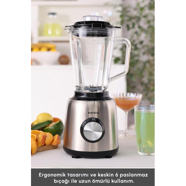 Karaca 1000 W Inox Cam Hazneli Smoothie Blender Teşhir