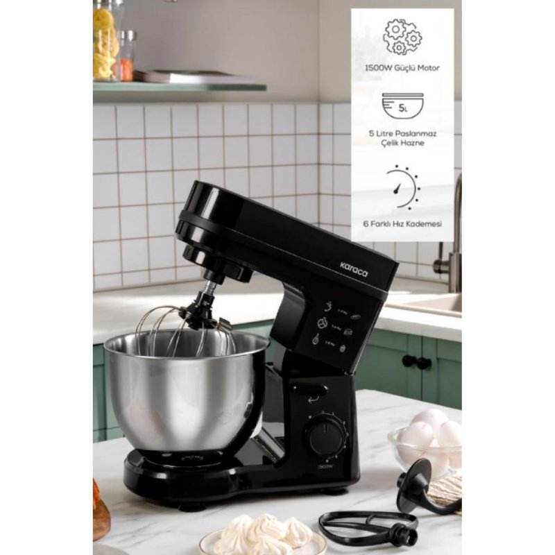 Karaca Maestrochef Stella Siyah 1500 W 5 lt Hamur Yoğurma Makinesi Teşhir