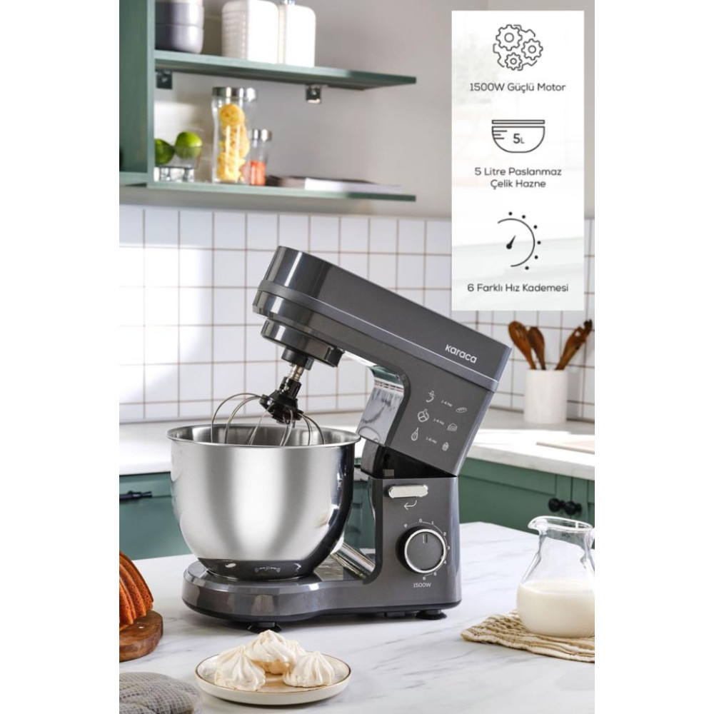 Karaca Maestrochef Stella Space Gray 1500 W 5 lt Hamur Yoğurma Makinesi 