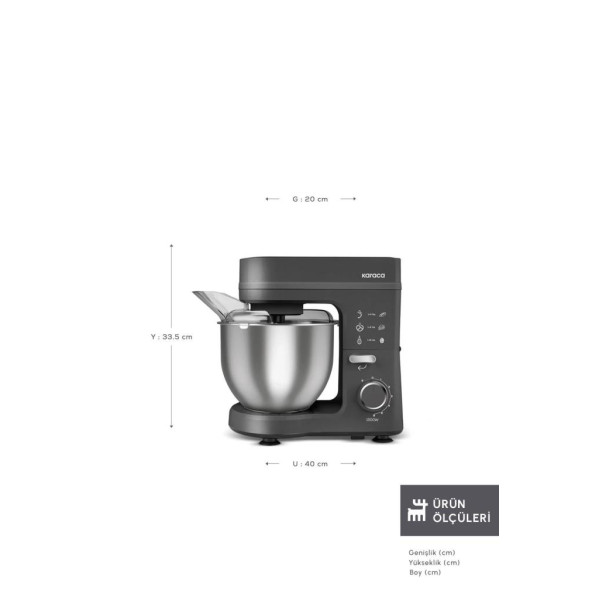 Karaca Maestrochef Stella Space Gray 1500 W 5 lt Hamur Yoğurma Makinesi 