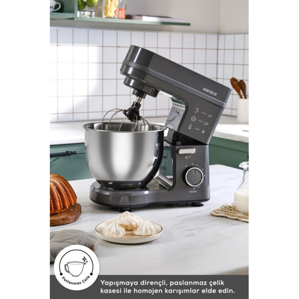 Karaca Maestrochef Stella Space Gray 1500 W 5 lt Hamur Yoğurma Makinesi 