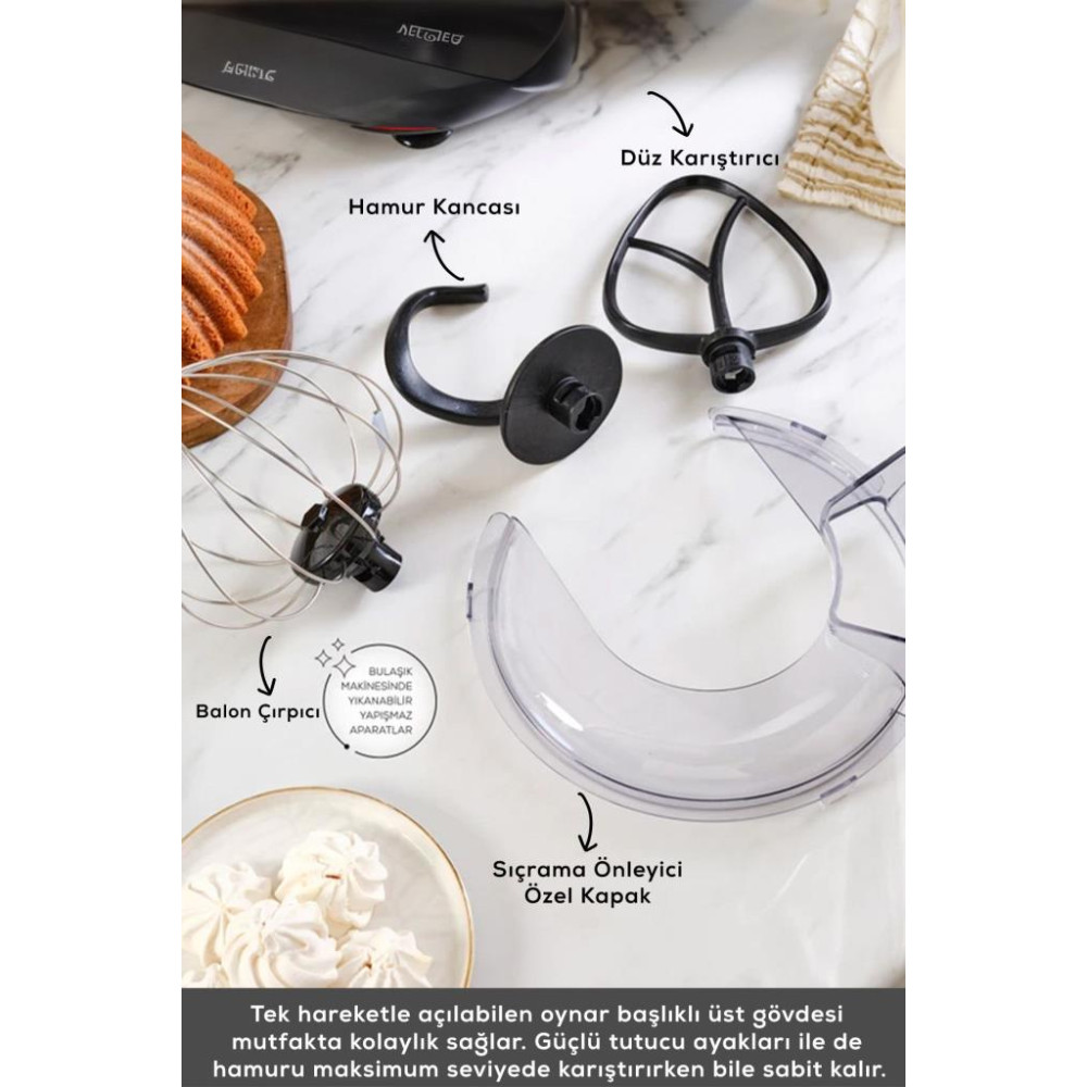 Karaca Maestrochef Stella Space Gray 1500 W 5 lt Hamur Yoğurma Makinesi 