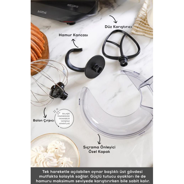 Karaca Maestrochef Stella Space Gray 1500 W 5 lt Hamur Yoğurma Makinesi 