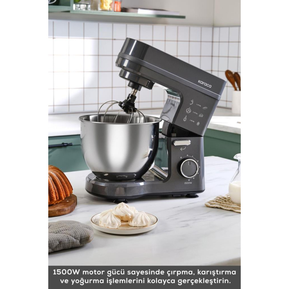 Karaca Maestrochef Stella Space Gray 1500 W 5 lt Hamur Yoğurma Makinesi 