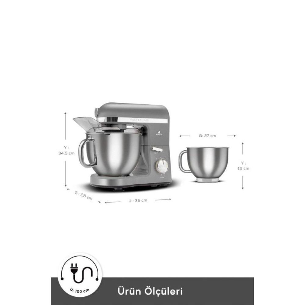 Karaca Mastermaid Chef Pro Çift Kollu 1750 W 5 lt Galaxy Grey Stand Mikser Outlet