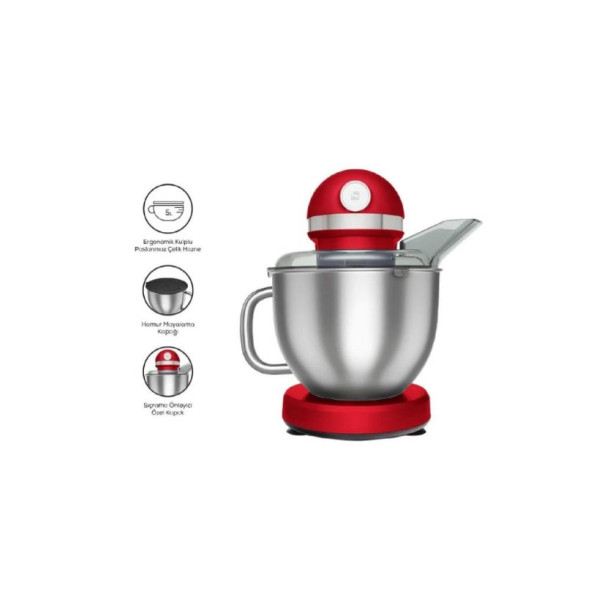 Karaca Mastermaid Chef Pro Çift Kollu 1750 W 5 lt Kırmızı Stand Mikser Teşhir