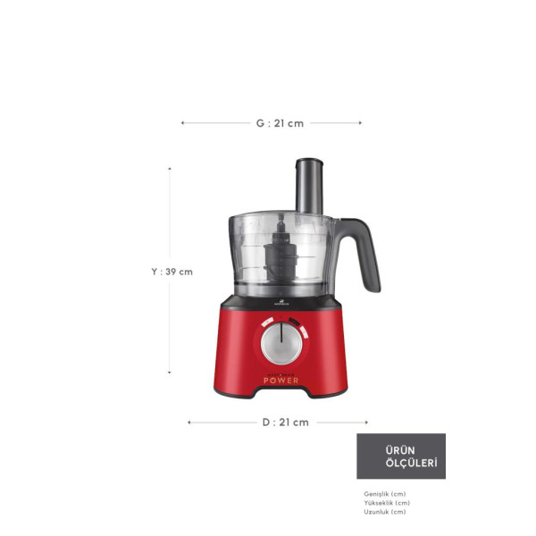 Karaca Mastermaid Power Multifunctional 10in1 Kırmızı 2000 W Gıda Hazırlama Seti Teşhir