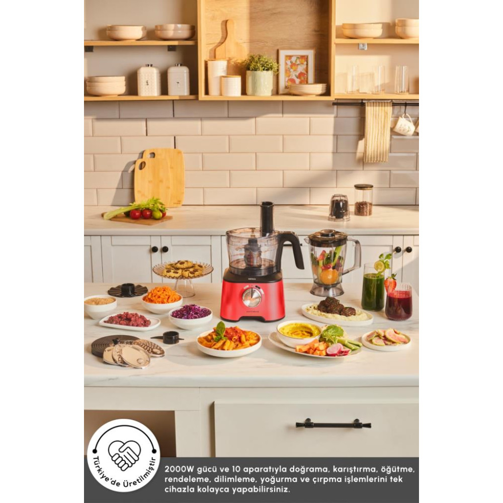 Karaca Mastermaid Power Multifunctional 10in1 Kırmızı 2000 W Gıda Hazırlama Seti Teşhir