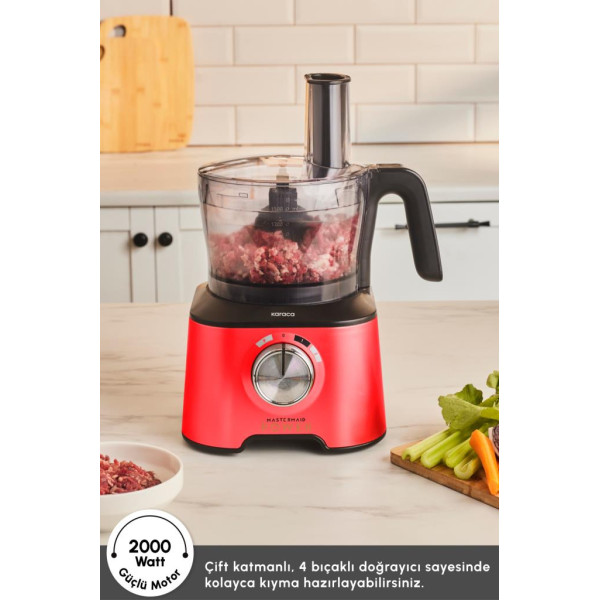 Karaca Mastermaid Power Multifunctional 10in1 Kırmızı 2000 W Gıda Hazırlama Seti Teşhir