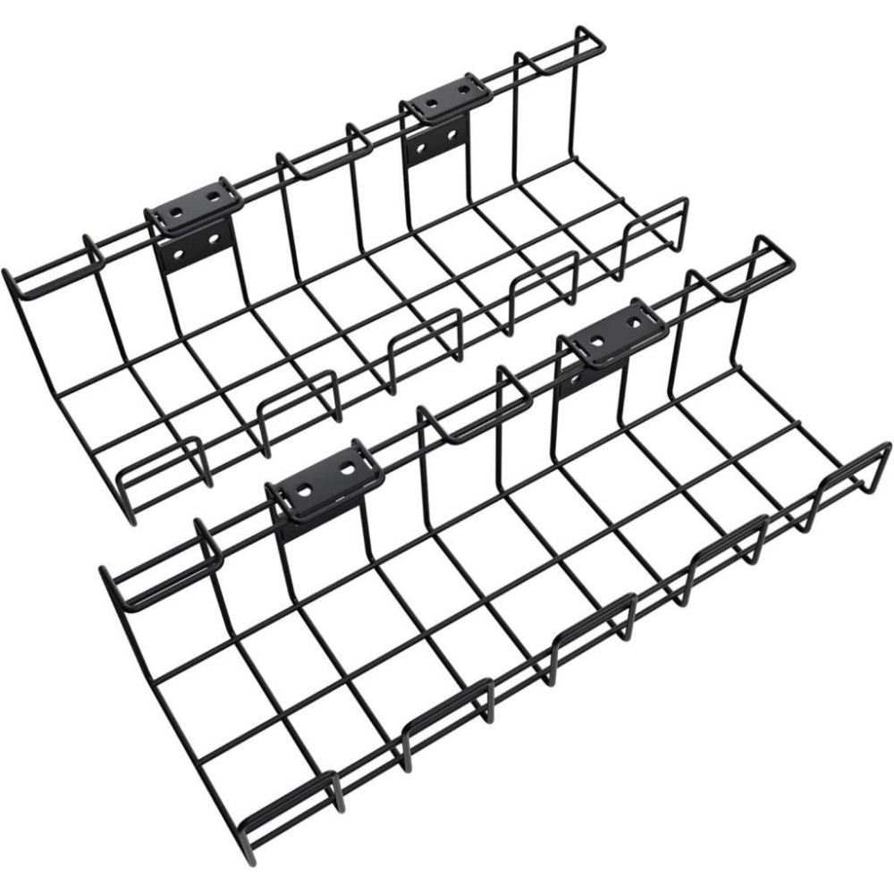 KD Essentials - 2x metal kablo sepeti-M boyutu, 2'li paket - kablo tutucu ve kablo kanalı (masa altı/duvar montajı, vidalanabilir, kablo, şarj cihazı, güç kaynağı, priz şeritlerini saklar, siyah)