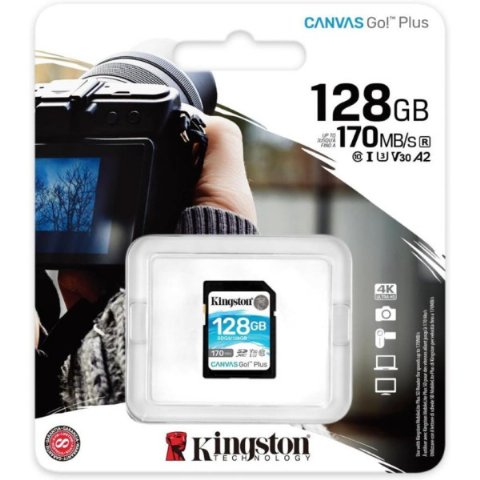 Kingston Canvas Go Plus SDCG3/128GB Class10 UHS-I U3 A2 V30 128 GB Micro SD Kart - Outlet