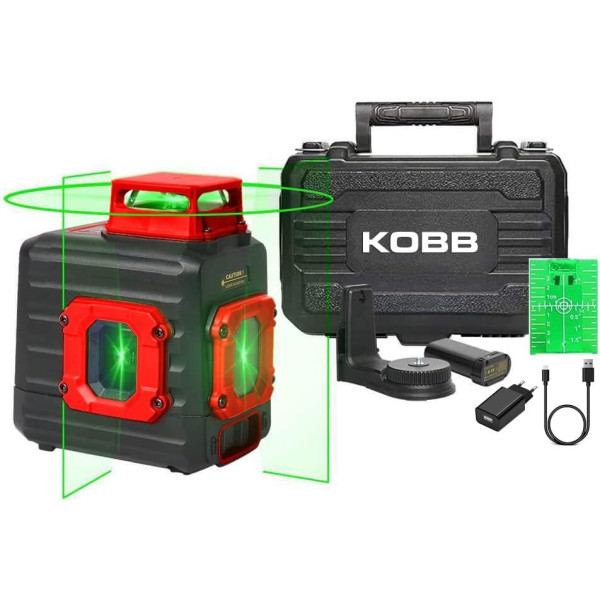 Kobb KBL33G 40 mt Şarjlı Otomatik Hizalamalı Yeşil Çapraz Çizgi Lazeri Outlet