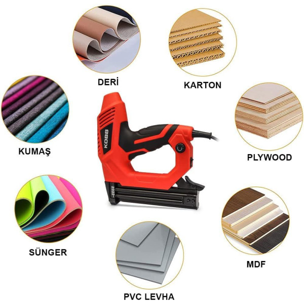 Kobb KBZ90 15-25 mm Zımba ve 15-32 mm Çivi Çakma Makinesi + 3000 Adet Yedek Zımba ve Çivi Teşhir