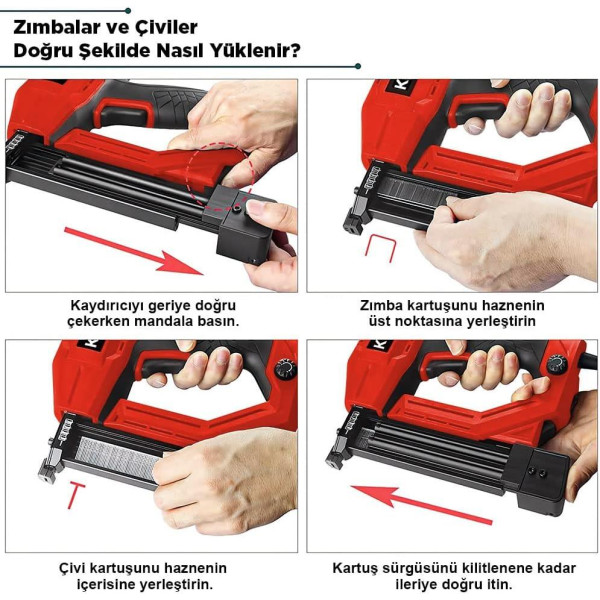 Kobb KBZ90 15-25 mm Zımba ve 15-32 mm Çivi Çakma Makinesi + 3000 Adet Yedek Zımba ve Çivi Teşhir