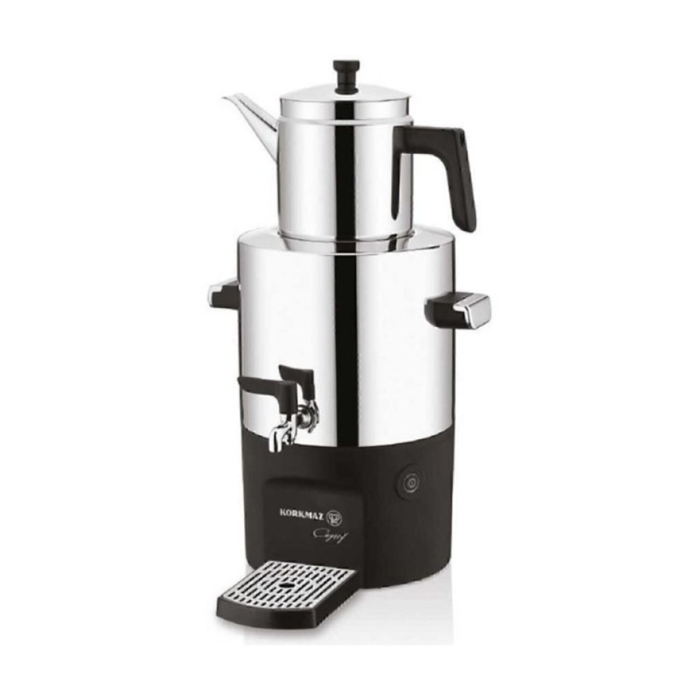 Korkmaz A841-01 Çayşef Inox Parlak 2000 W Çelik Semaver Teşhir
