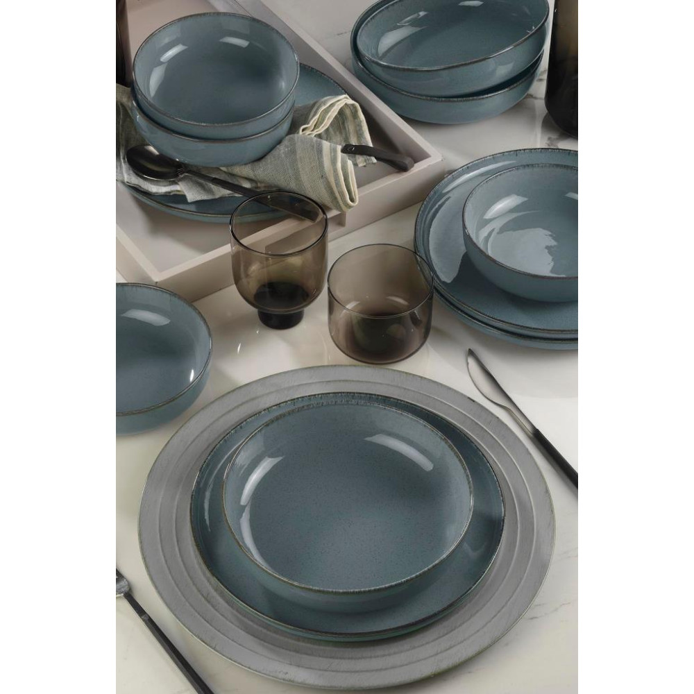 Kütahya Porselen Pearl Moderna Mavi 12 Parça 4 Kişilik Yemek Takımı Outlet