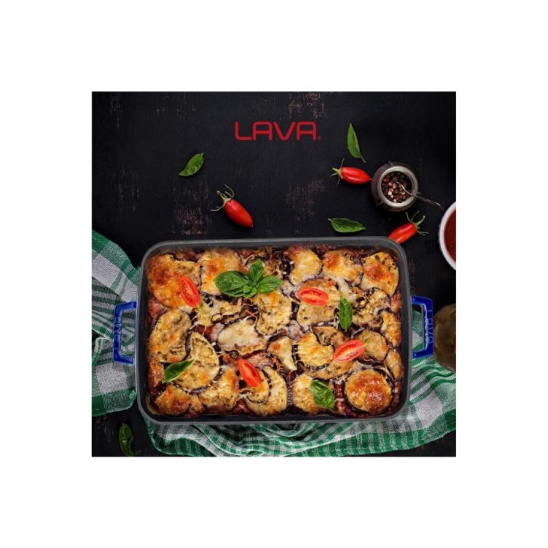 Lava 26x40 cm Mavi Döküm Dikdörtgen Fırın Tepsisi Teşhir