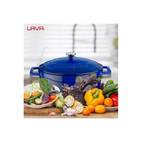 Lava Folk Oval Mavi 21x25 cm Döküm Tencere Teşhir