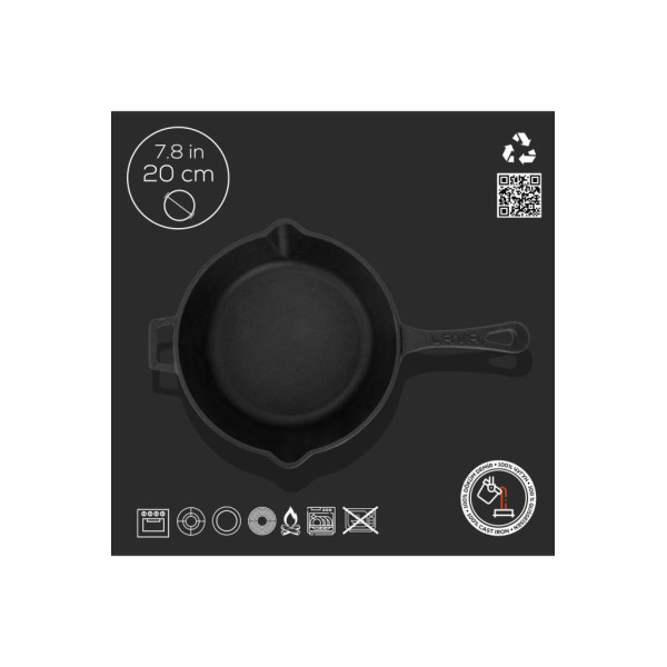 Lava Döküm Yuvarlak Kızartma Tavası Döküm Demir Yekpare Saplı. Çap(Ø)24cm Teşhir