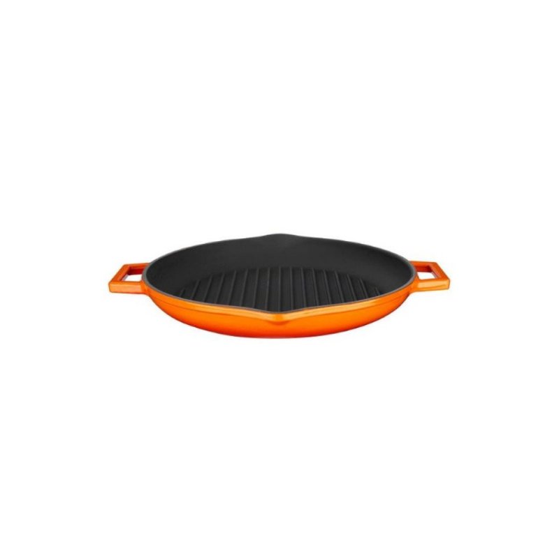 Lava Yekpare Çift Kulplu Turuncu Yuvarlak Döküm Izgara Tava 30 cm