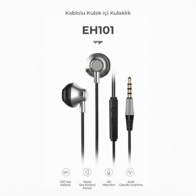 Lecoo EH101 Kablolu 3.5mm Jacklı Kulak İçi Mikrofonlu Kulaklık Siyah